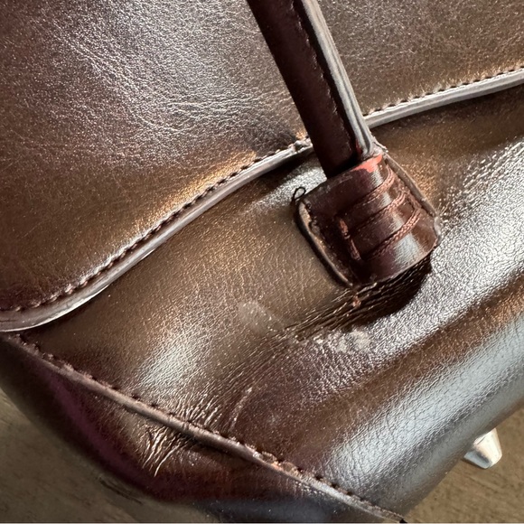 Vintage Baguette Purse Cherry Black Red Leather Shoulder Bag - Picture 10 of 12
